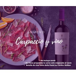 Carpaccio de lomito   y Vino para regalo 